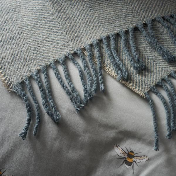 Sophie Allport Wool Throw - Duck Egg