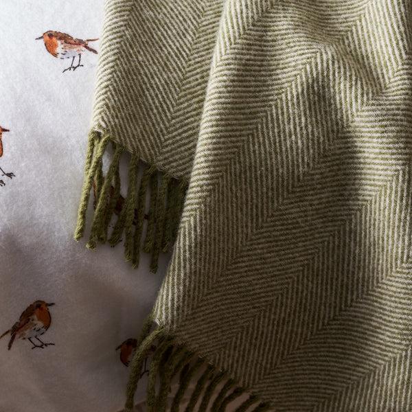 Sophie Allport Wool Throw - Olive
