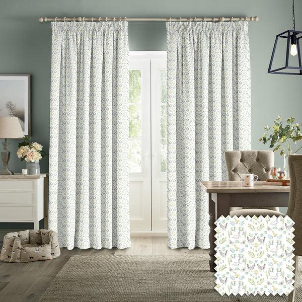 sophie allport Spring Chicken White Made to Measure Curtains