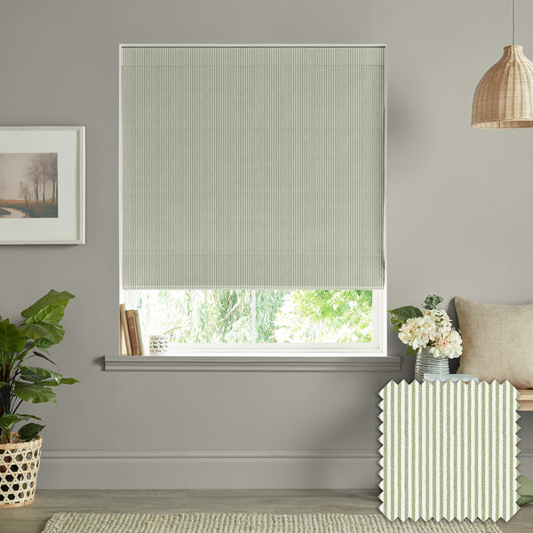 sophie allport Stamford Stripe Sage Made to Measure Roman Blind