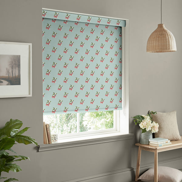 Sophie Allport Strawberries Pale Blue Made To Measure Roller Blind
