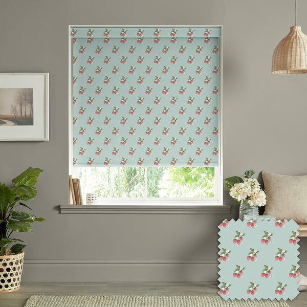 sophie allport Strawberries Pale Blue Made to Measure Roller Blind