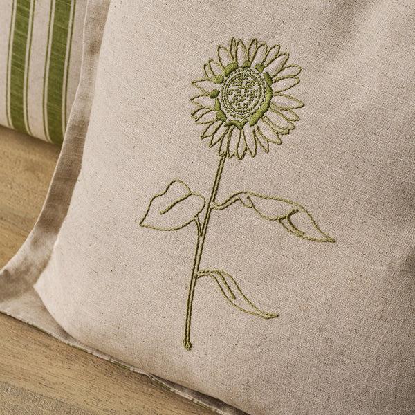 Sophie Allport Sunflower Linen Blend Embroidered Cushion