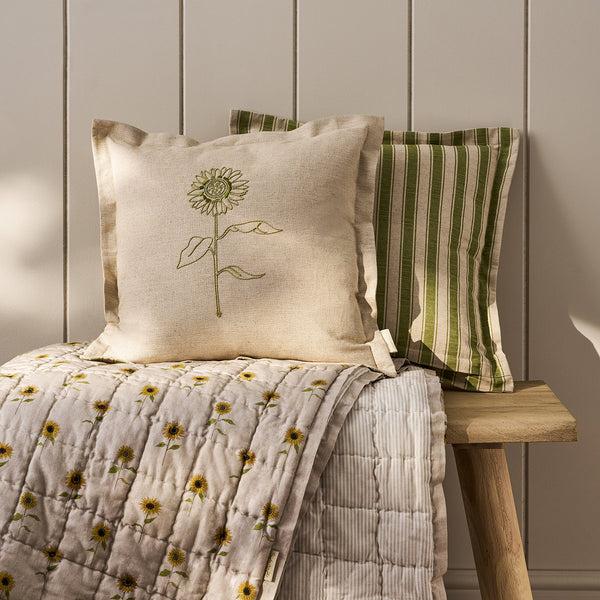 sophie allport Sunflower Linen Blend Embroidered Cushion