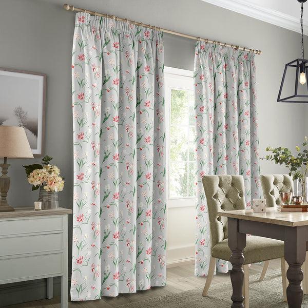 Sophie Allport Tulips Pale Grey Made To Measure Curtains