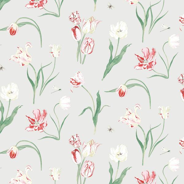 Sophie Allport Tulips Pale Grey Made To Measure Roller Blind
