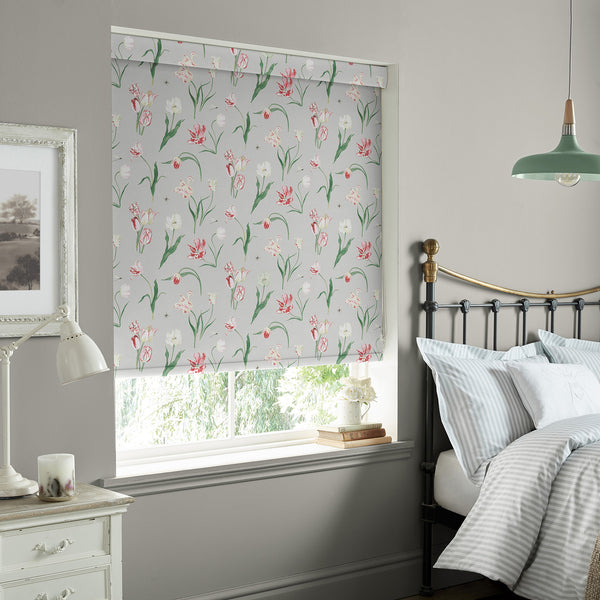 Sophie Allport Tulips Pale Grey Made To Measure Roller Blind
