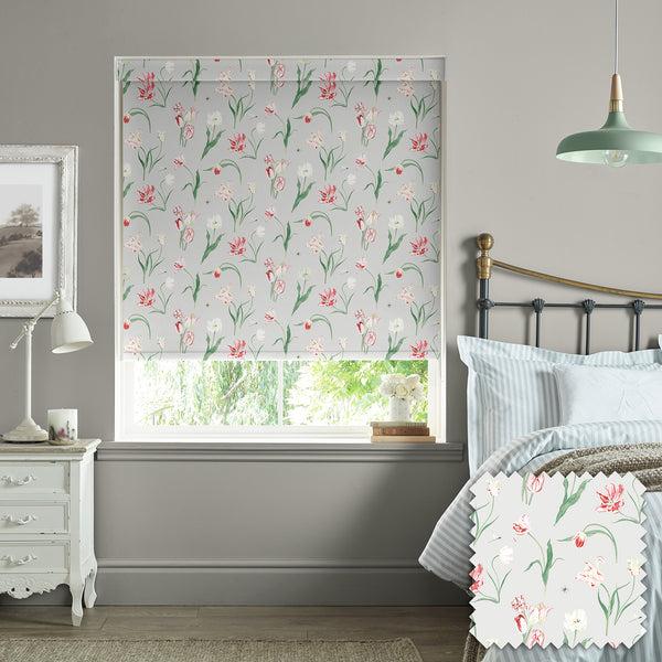 Sophie Allport Tulips Pale Grey Made To Measure Roller Blind