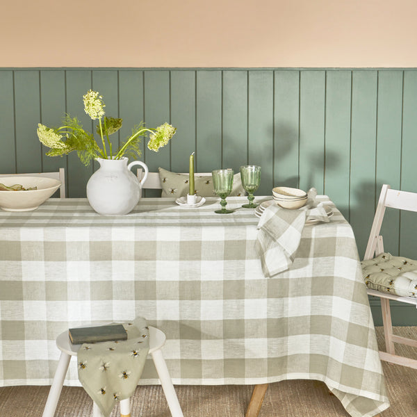 Sophie Allport Warm Stone Gingham Linen Napkins (Set Of 4)