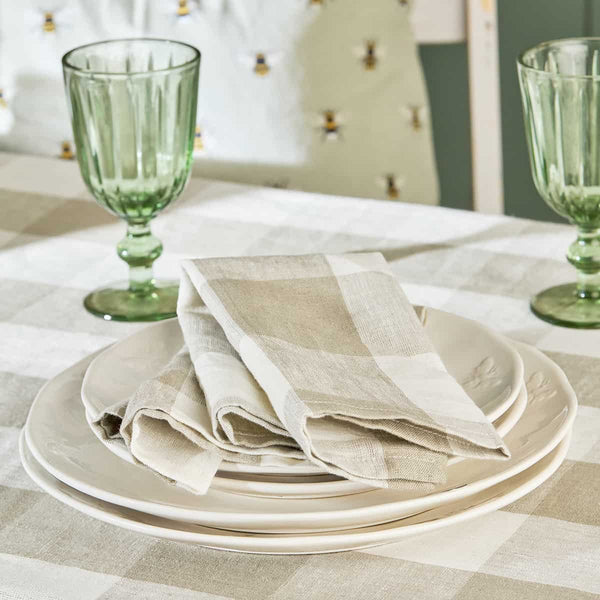 sophie allport Warm Stone Gingham Linen Napkins (Set of 4)