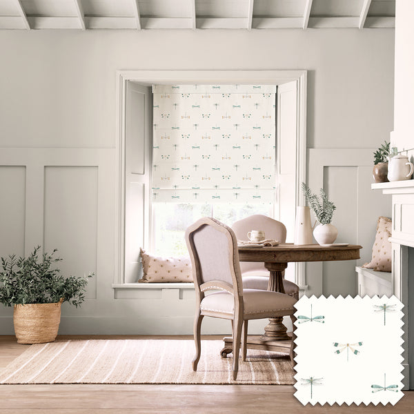 Sophie Allport Watercolour Dragonfly White Made To Measure Roman Blind