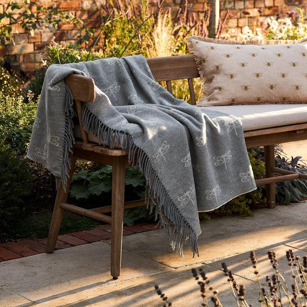 sophie allport Watercolour Dragonfly Wool Knitted Throw