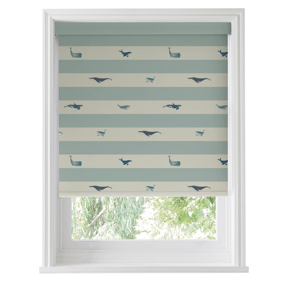 Sophie Allport Whales Deep Duck Egg Made To Measure Roller Blind
