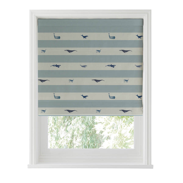 Sophie Allport Whales Deep Duck Egg Made To Measure Roman Blind