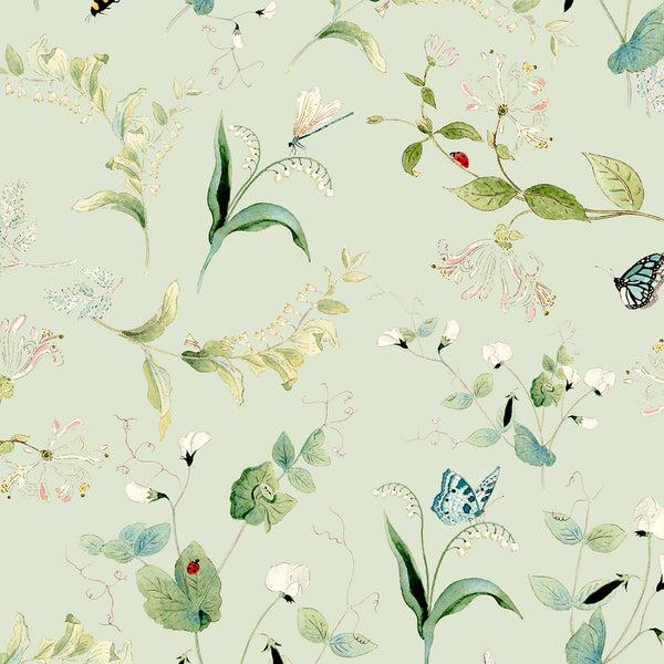 Sophie Allport Wild Floral Soft Green Made To Measure Curtains