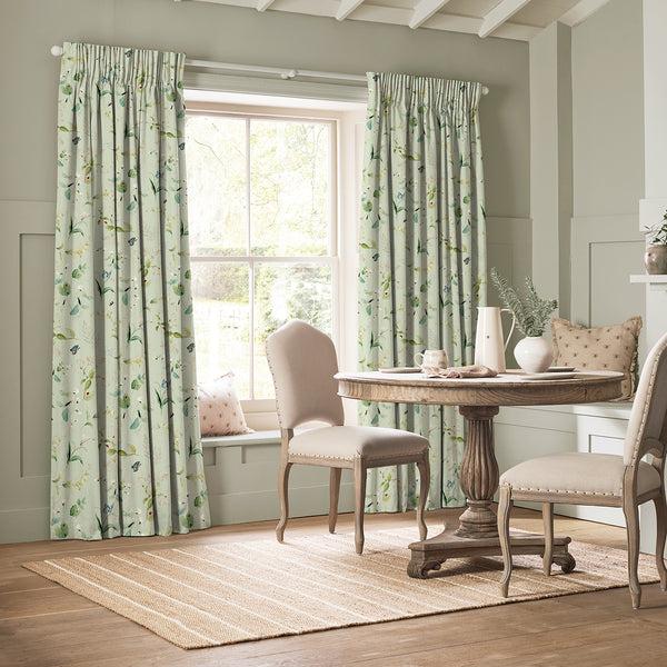 Sophie Allport Wild Floral Soft Green Made To Measure Curtains