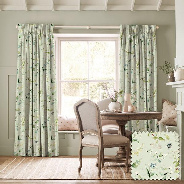 Sophie Allport Wild Floral Soft Green Made To Measure Curtains