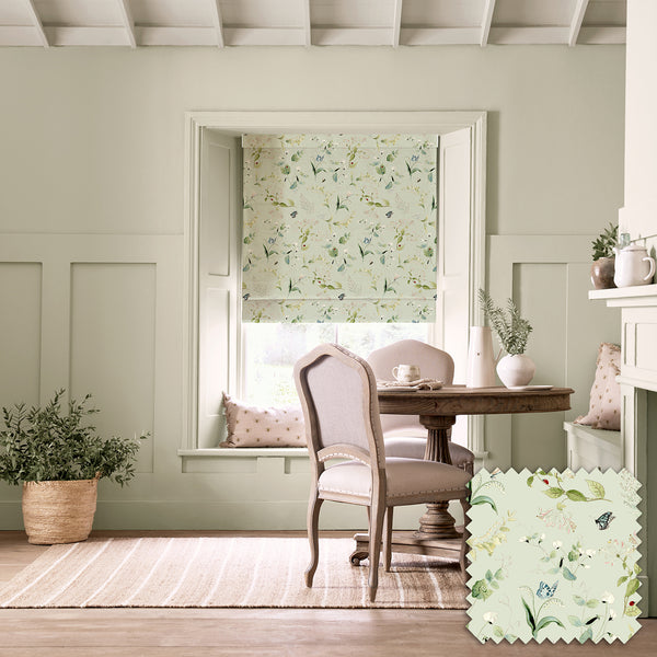 Sophie Allport Wild Floral Soft Green Made To Measure Roman Blind