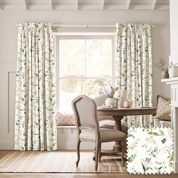 sophie allport Wild Floral White Made to Measure Curtains