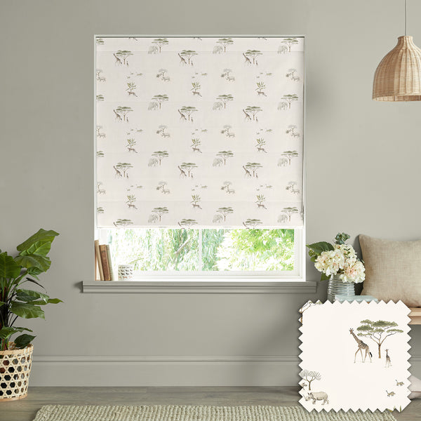 Sophie Allport Wild Savannah Off White Made To Measure Roman Blind