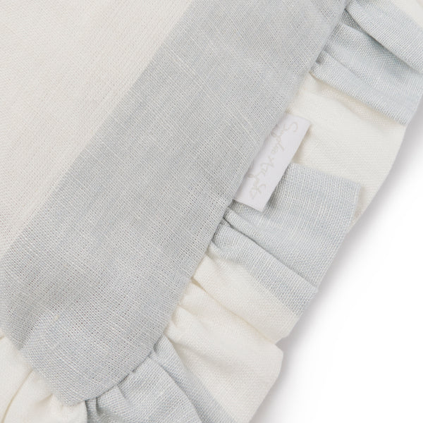 Sophie Allport Witham Blue Stripe Frill Edge Cushion