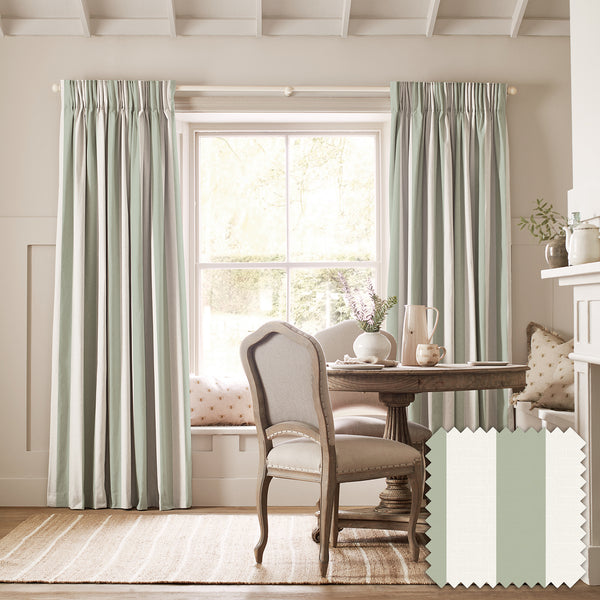 sophie allport Witham Sage Stripe Made to Measure Curtains