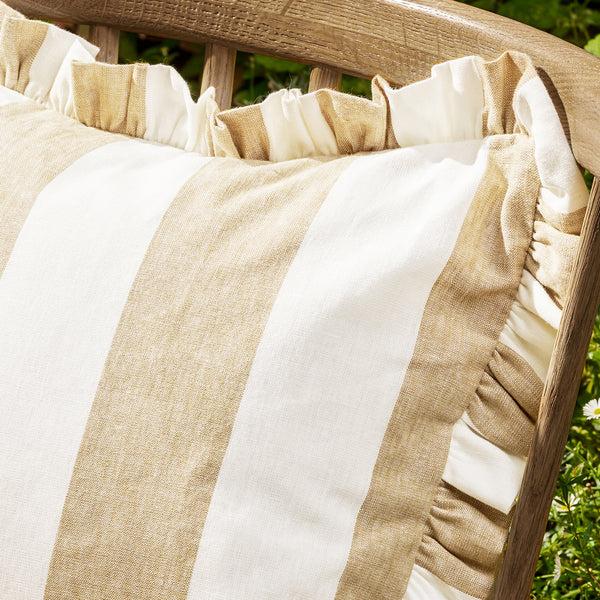 Sophie Allport Witham Sand Stripe Frill Edge Cushion