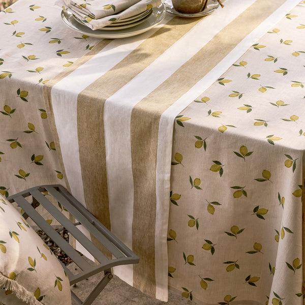 sophie allport Witham Sand Stripe Linen Table Runner