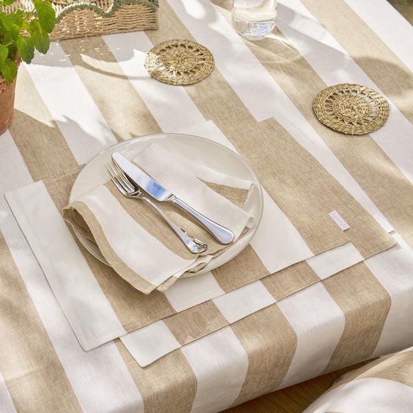 sophie allport Witham Sand Stripe Linen Washable Placemats (Set of 2)