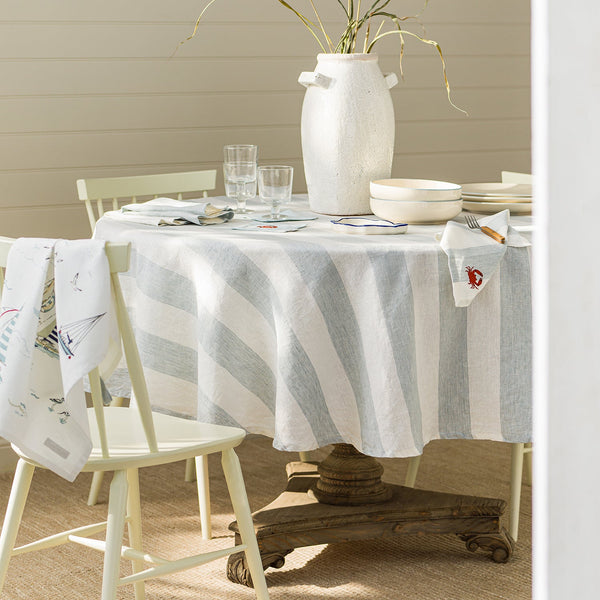 sophie allport Witham Stripe Round Linen Tablecloth