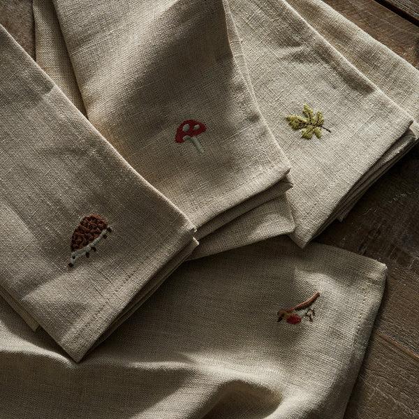Sophie Allport Woodland Friends Embroidered Linen Napkins (Set Of 4)
