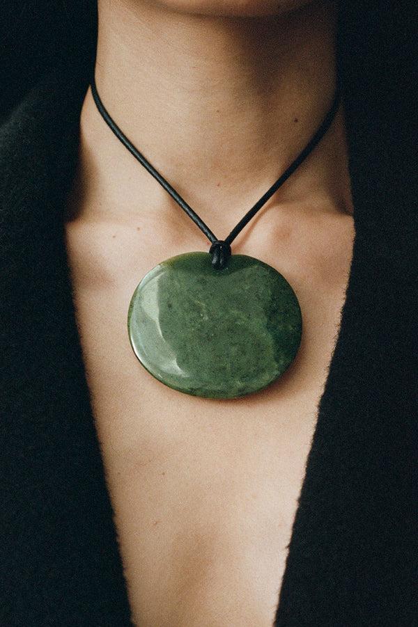 sophie buhai Large full moon pendant in jade