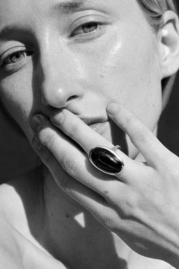 sophie buhai Scarab ring in onyx