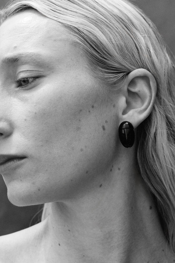 sophie buhai Scarab studs in onyx