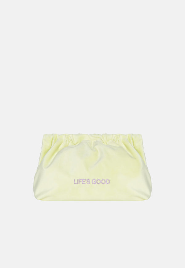 sorbet island VELVET CLUTCH BAG LIFE'S GOOD YELLOW