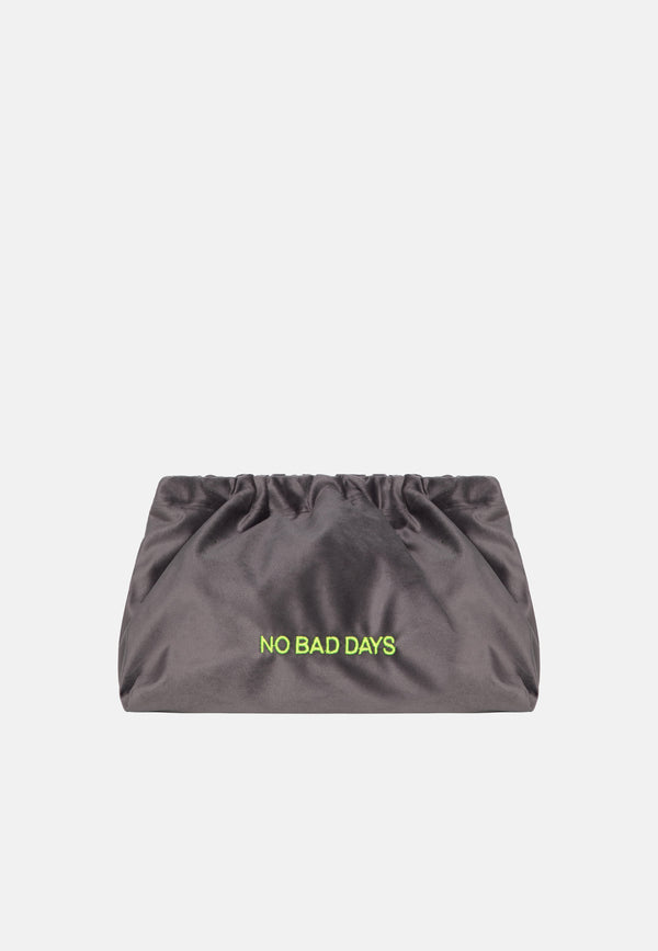 sorbet island VELVET CLUTCH BAG NO BAD DAYS BEIGE
