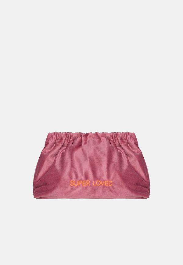 sorbet island VELVET CLUTCH BAG SUPERLOVED PINK