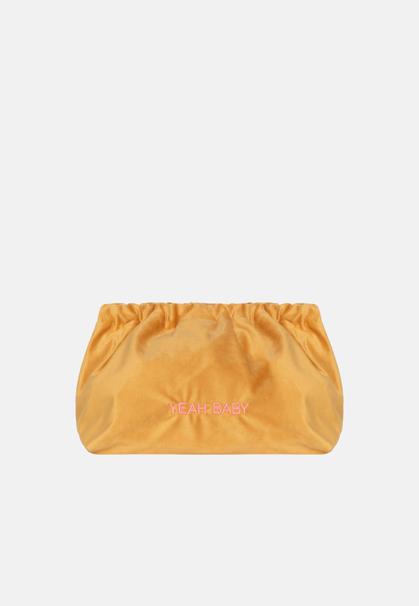 sorbet island VELVET CLUTCH BAG YEAH BABY MUSTARD