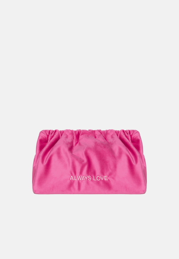 sorbet island VELVET CLUTCH BAG ALWAYS LOVE FUCHSIA