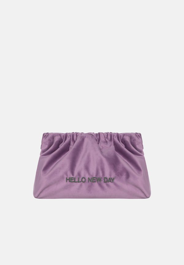 sorbet island VELVET CLUTCH BAG HELLO NEW DAY PURPLE