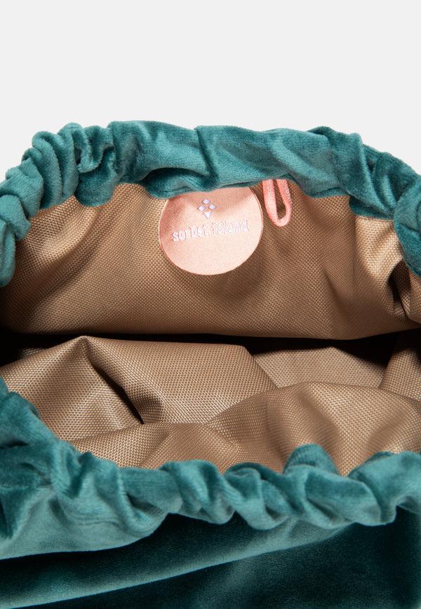 Sorbet Island VELVET CLUTCH BAG KISS ME LATER GREEN