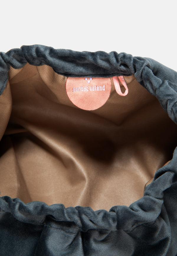 Sorbet Island VELVET CLUTCH BAG LOVE IS A SUPERPOWER ANTHRACITE