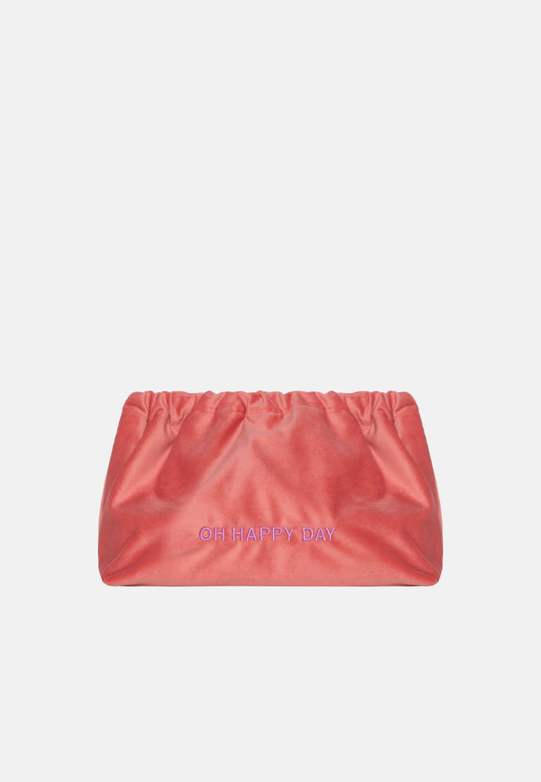 sorbet island VELVET CLUTCH BAG OH HAPPY DAY SALMON