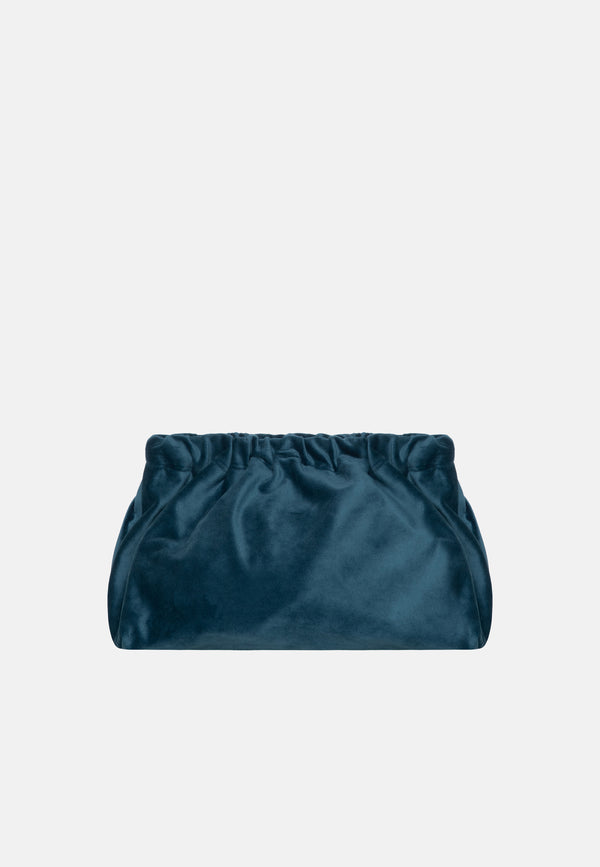 Sorbet Island VELVET CLUTCH BAG SMILE AND LOVE BLUE