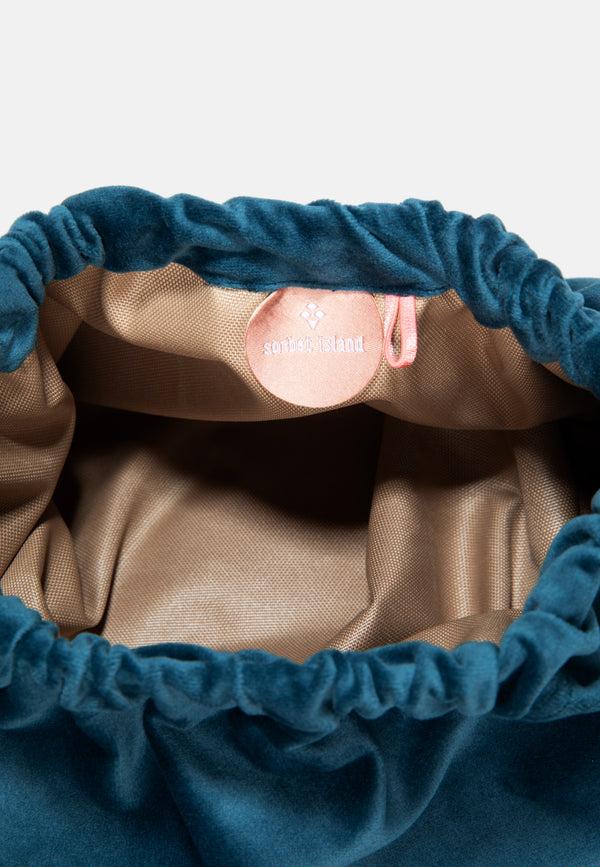 Sorbet Island VELVET CLUTCH BAG SMILE AND LOVE BLUE