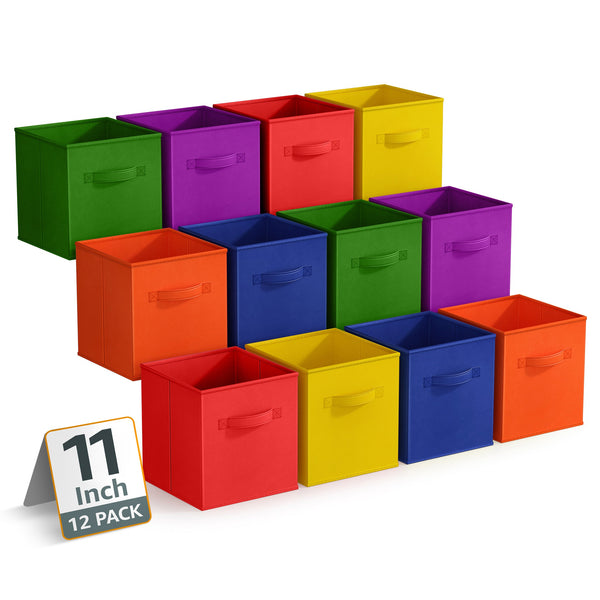 Sorbus 11" Cube Storage Bins 12 Pack Multicolored Set