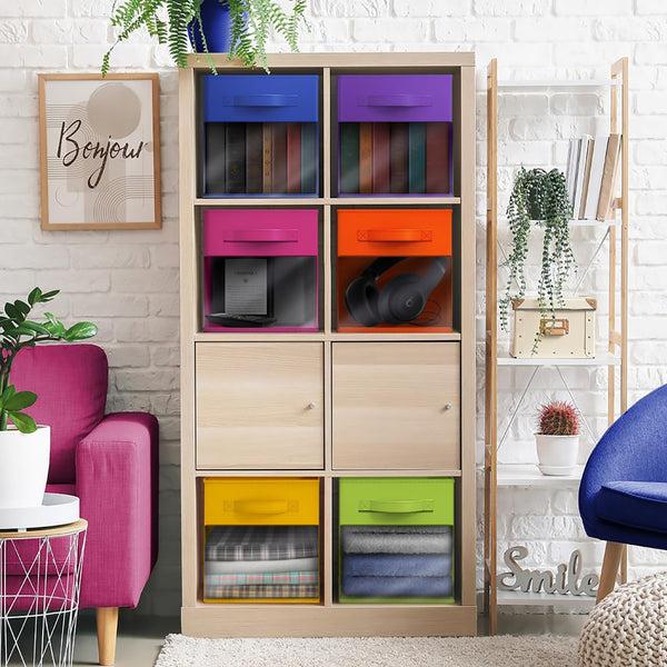 Sorbus 11" Cube Storage Bins With Window (6 Pack Multi-Colored)