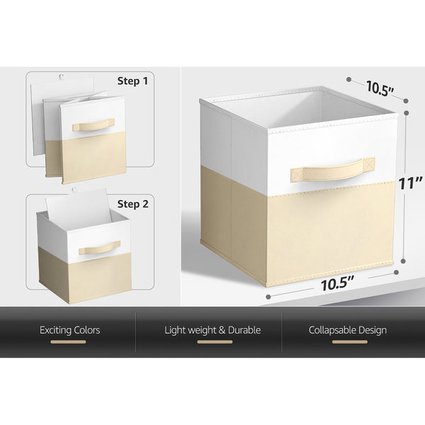 Sorbus 11" Cube Storage Fabric Bins (Two-Toned 6 Pack)