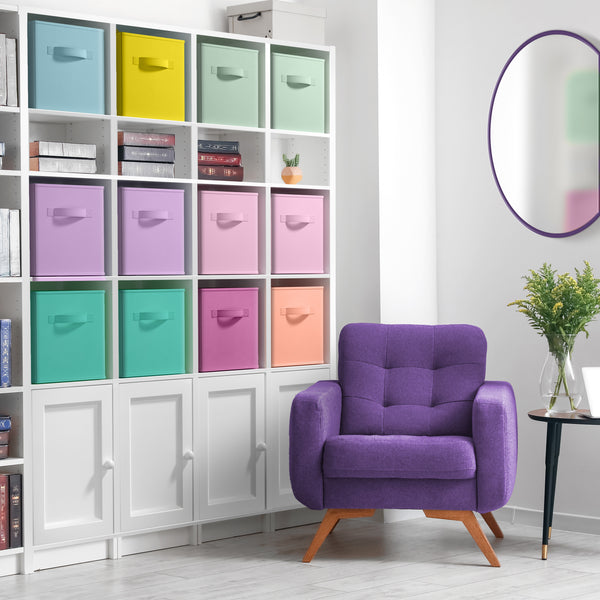 Sorbus 13" Large Cube Storage Bins 12 Pack Multicolored Set