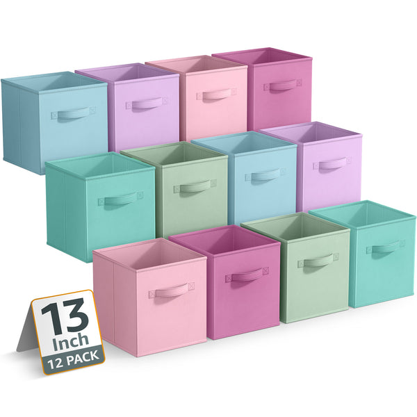 Sorbus 13" Large Cube Storage Bins 12 Pack Multicolored Set